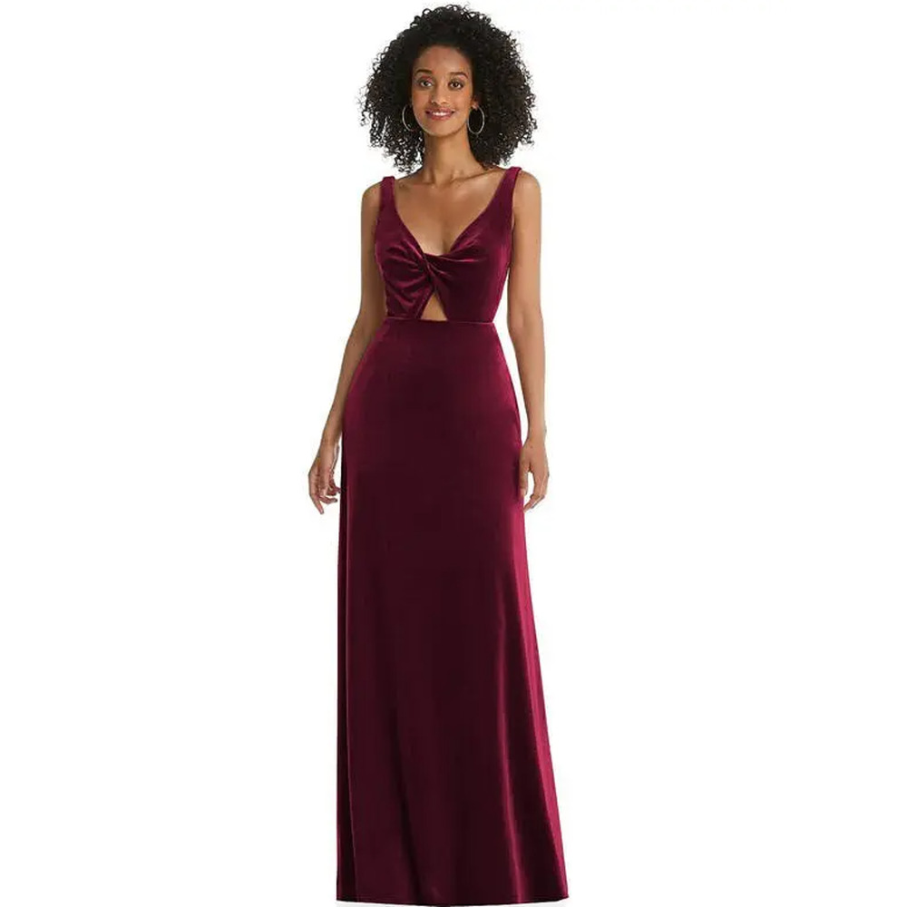 NEW! Lovely Women's 4 Cameron Velvet Twist Front Cutout Maxi Dress J3-7
